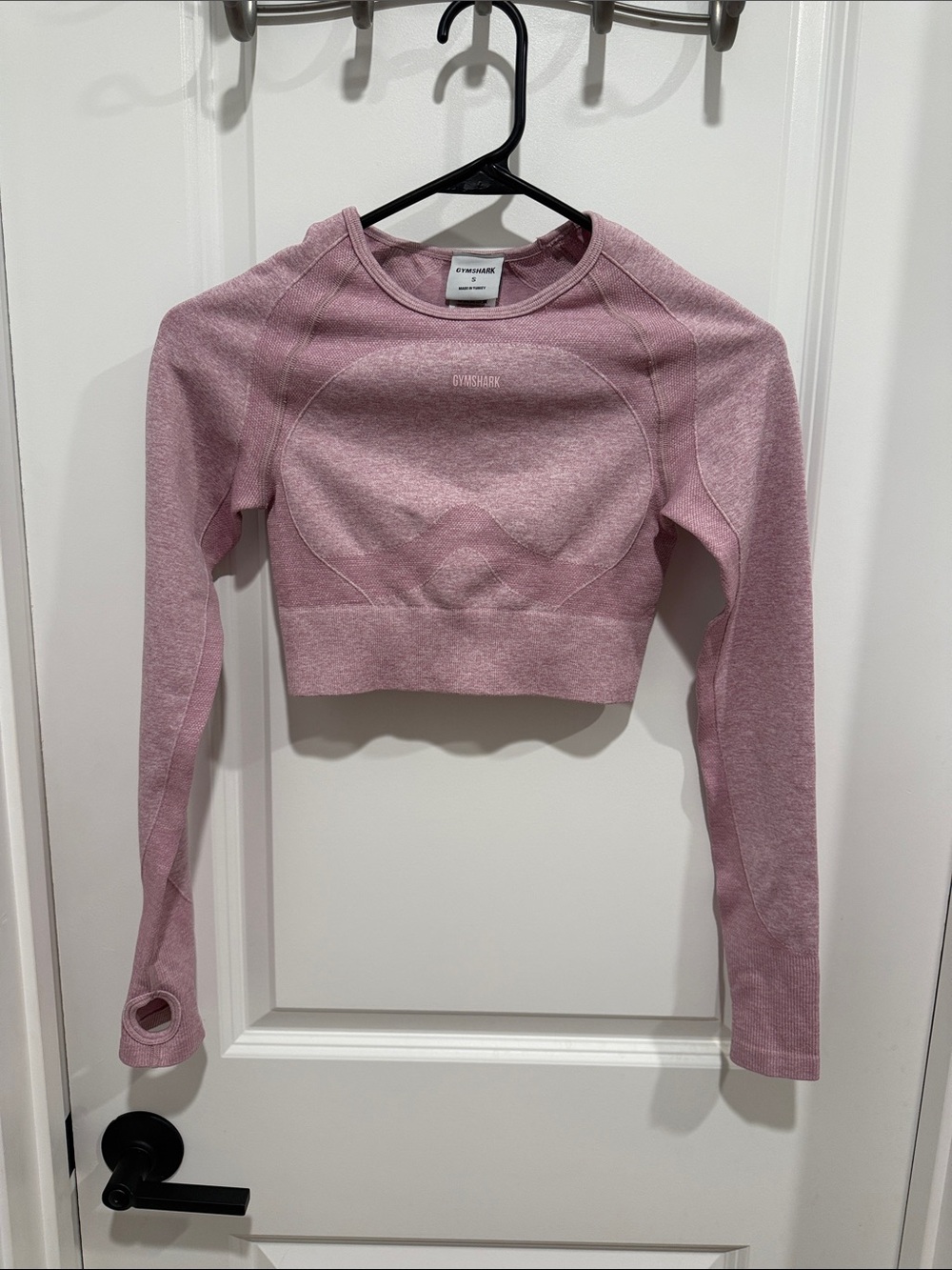 Gymshark Pink Seamless Long Sleeve Crop Top with Thumbholes